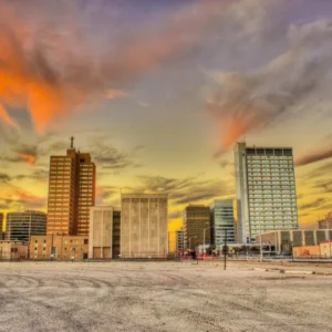 Downtown Midland, Texas, skyline at sunset